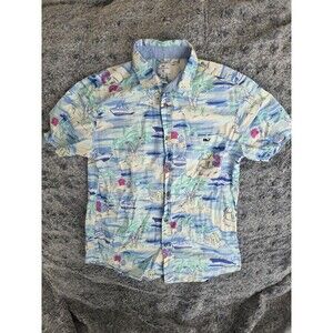 Vineyard Vines x Target Hawaiian Boat Palm Hut  Tropical Blue Mens shirt medium